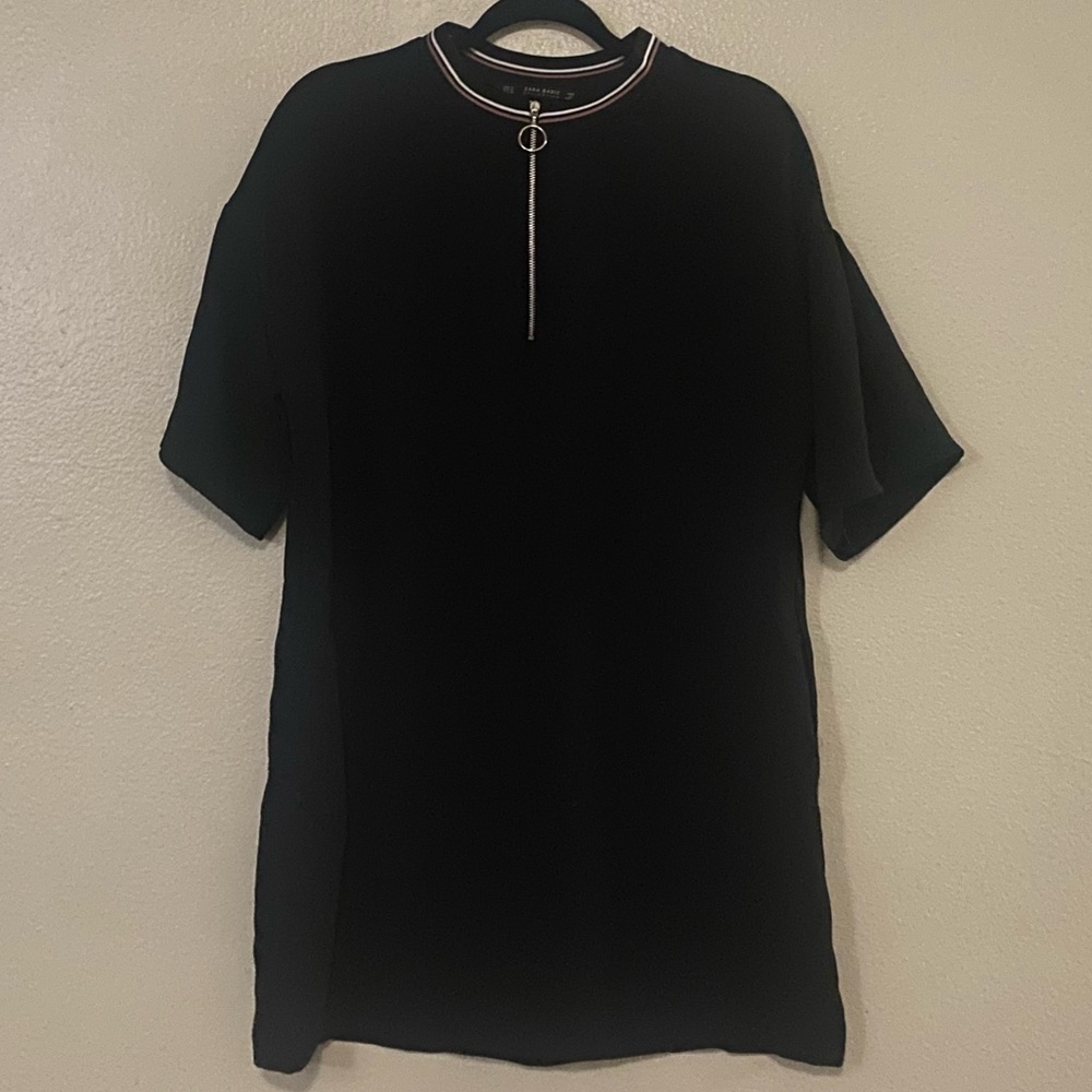 Zara Black Short Sleeve Shift Dress
